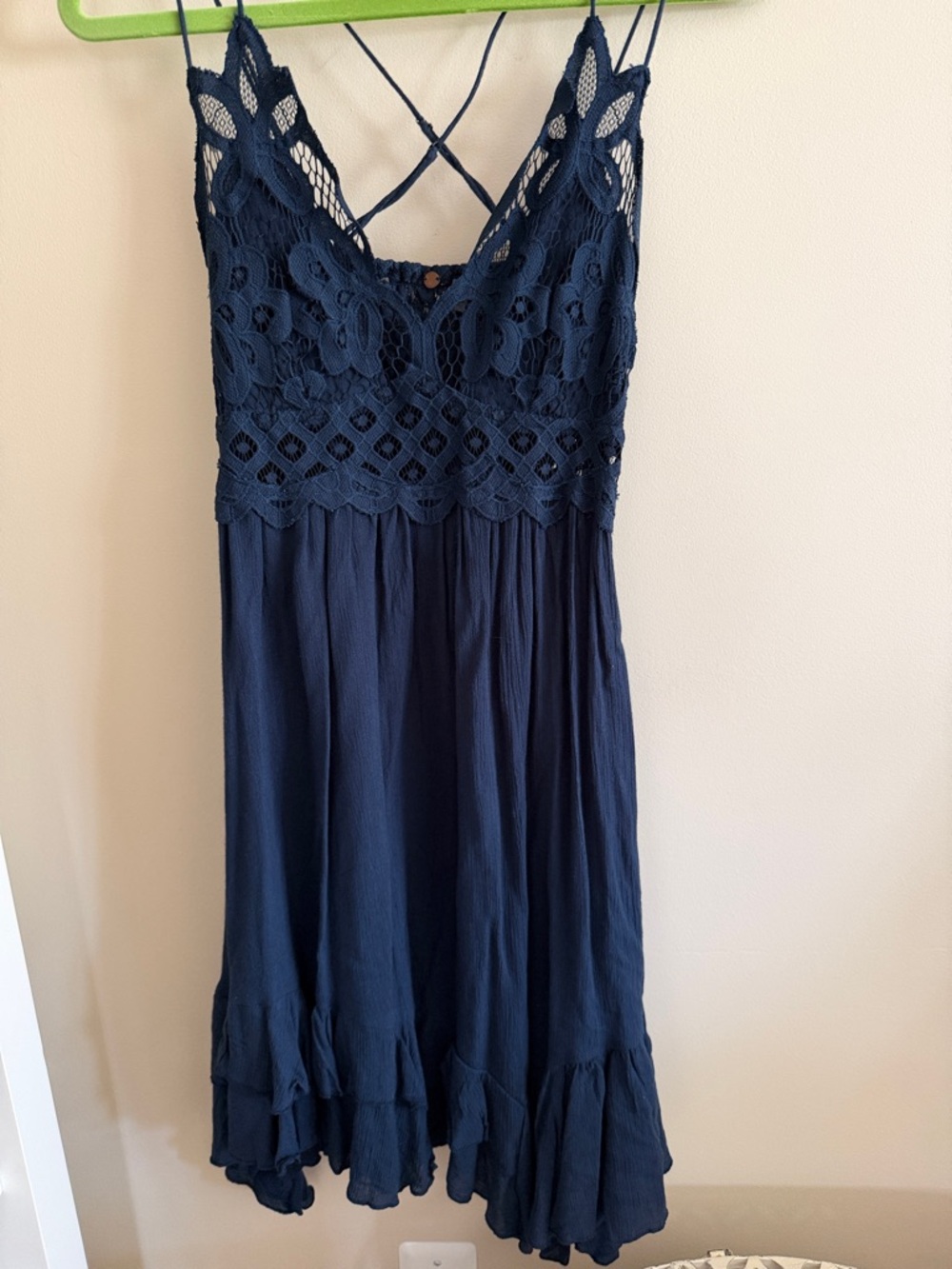 Free People Navy Crochet Detail Sundress